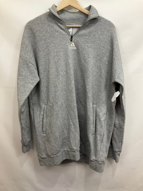 Athletic Sweatshirt Collar By Adidas In Grey, Size: Xl For Sale