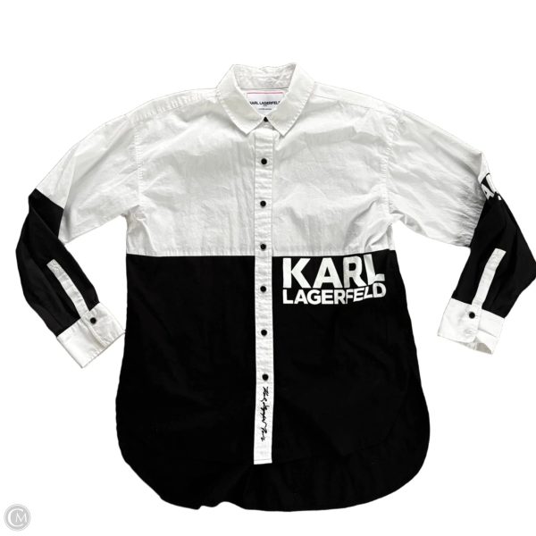 Top Long Sleeve Designer By Karl Lagerfeld In Black & White, Size: S Supply