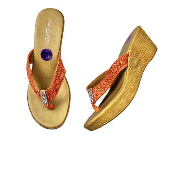 Orange Sandals Heels Wedge By A Giannetti, Size: 8.5 For Discount
