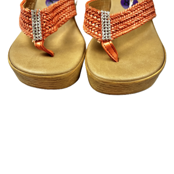 Orange Sandals Heels Wedge By A Giannetti, Size: 8.5 For Discount - Image 3