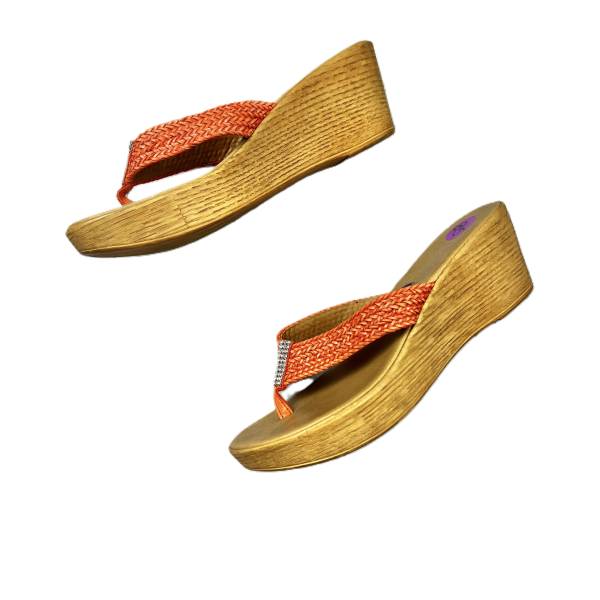 Orange Sandals Heels Wedge By A Giannetti, Size: 8.5 For Discount - Image 2